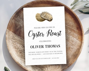 Printable Oyster Roast Party Invitation, Oyster Roast Birthday Invitation, Adult Birthday Invite, Invitation Template, Editable