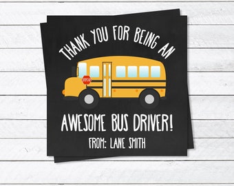 Bus Driver Thank You Tag -  Bus Driver Gift Idea - Thank you Card - Bus Driver Appreciation Week - Thank you Gift