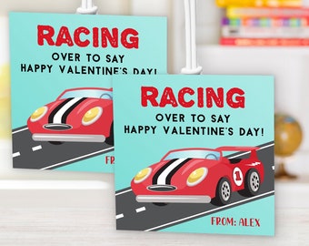 Printable valentine card for kids- Race Car Valentine's Day Card Template - Race Car Valentine - School Valentine