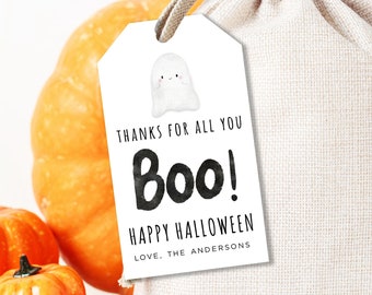 Halloween-Tag-Thanks for all you BOO-Geschenkanhänger - süßer Halloween-Tag - Boo-Tag- Halloween druckbar - bearbeitbar