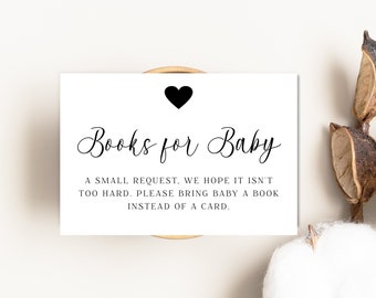 Books for Baby Card Template, Minimalist Books for Baby Card, Modern Baby Shower, Gender Neutral Baby Shower, Instant, Editable