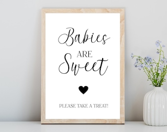 Baby Shower Sign, Minimalist Baby Shower Sign, Babies are Sweet, Modern Baby Shower Sign, Party Favor Sign, Instant, Editable