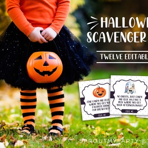 Printable Halloween Scavenger Hunt Clue Cards - Trick or Treating Alternative - Quarantine Halloween - Halloween Game - Treasure Hunt