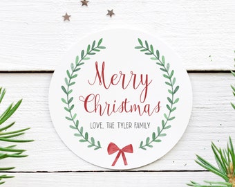 Printable Christmas Tag - Christmas Sticker - Wreath Christmas Tag - Personalized Christmas Tag