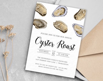 Printable Oyster Roast Party Invitation, Oyster Roast Birthday Invitation, Adult Birthday Invite, Invitation Template, Editable