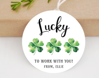 St. Patrick's Day Tag - Lucky Co-Worker Tag - Shamrock Tag - Cover St. Patrick's Day Tag -Printable and Editable