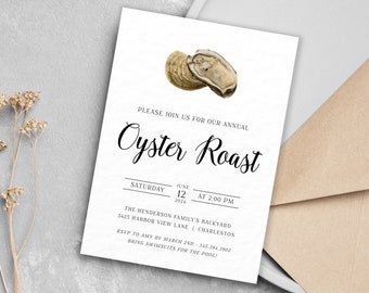 Printable Oyster Roast Party Invitation, Oyster Roast Birthday Invitation, Adult Birthday Invite, Invitation Template, Editable