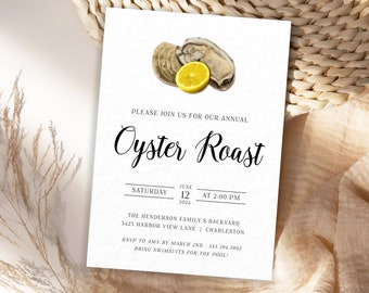 Printable Oyster Roast Party Invitation, Oyster Roast Birthday Invitation, Adult Birthday Invite, Invitation Template, Editable