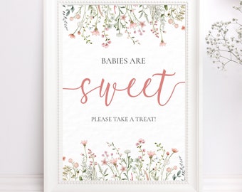 Baby Shower Sign Template, Babies are Sweet Sign, Wildflower Baby Shower Sign, Wildflower Baby Shower, Instant, Editable