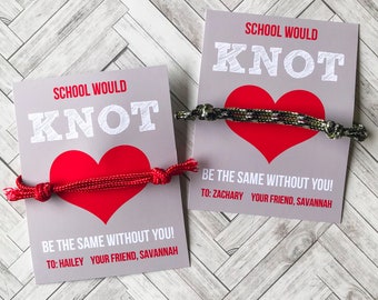 Friendship Bracelet Valentines - Kids Valentines - Printable and Editable - Knot Valentine - Personalized Class Valentines