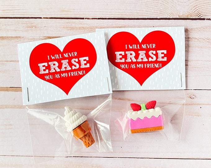 Printable Valentine Card Eraser Valentine Printable and Editable Kids ...