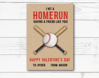 Baseball Valentine Card - Boys Valentine - Cool Valentine -Printable and Editable - Valentine's Day Card