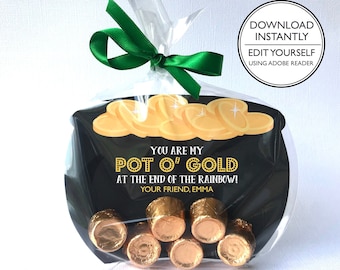 Pot of Gold Treat Bag - St. Patrick's Day Treat Bag - St. Patrick's Day Class Treats - Printable and Editable - Party Favors