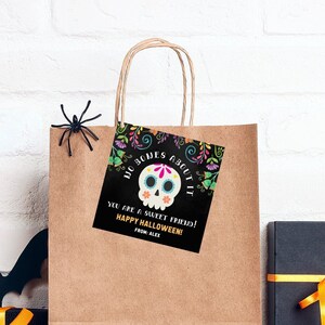 Día de Los Muertos Anhänger - Skelett Halloween Geschenkanhänger - Halloween Leckerlibeutel - Süßes oder Saures - druckbar - bearbeitbar