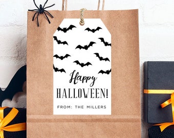 Bats Halloween Tag- Spooky Halloween Gift Tag - Halloween Treat Bag- Trick or Treat - Printable - Editable