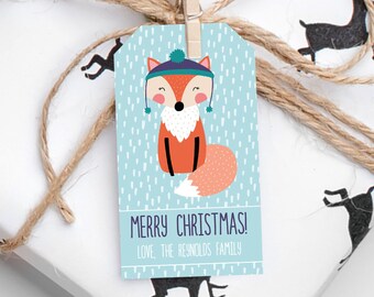 Printable Christmas Gift Tag - Editable Christmas Tag - Fox Christmas Tags - Holiday Tags - Personalized Christmas Tags - Instant Download