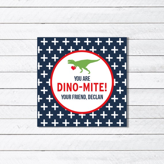 Printable Dino Mite T-rex Dinosaur Valentine Tag Il_570xn