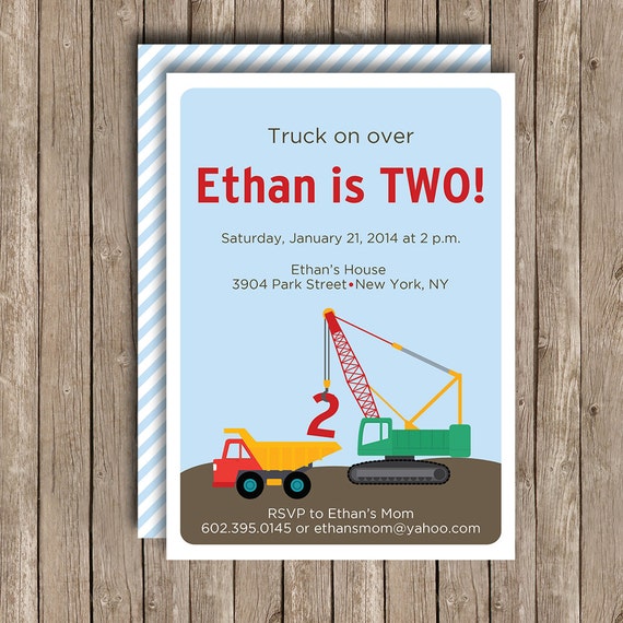 Little Boy Birthday Construction Invite - Truck Invite - Truck Themed Birthday Party Il_570xn