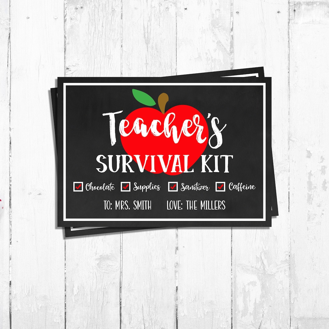Teacher Survival Kit Label Editable Back to School Unique Teacher