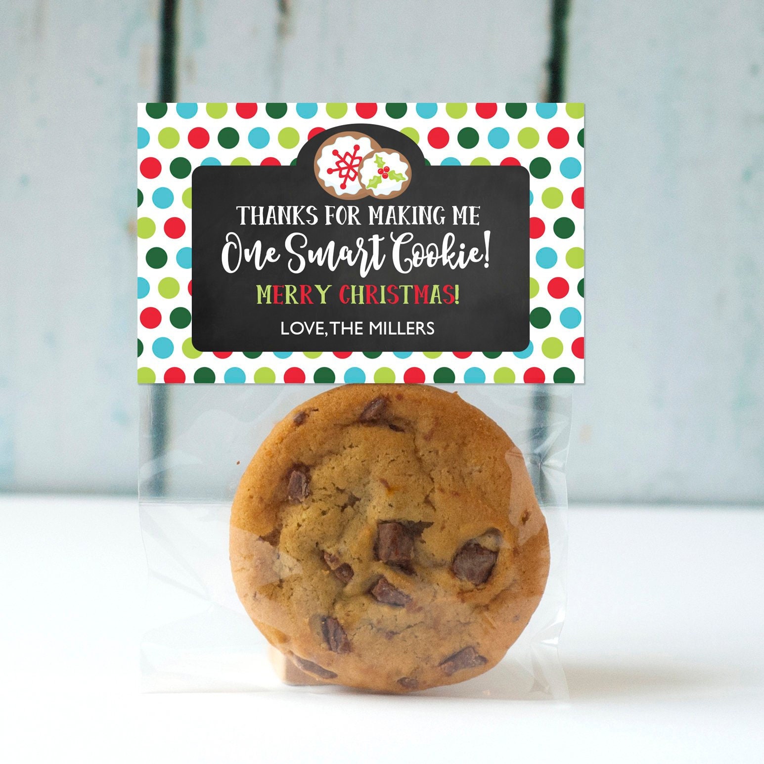One Smart Cookie Christmas Treat Bag Topper // Custom // Etsy