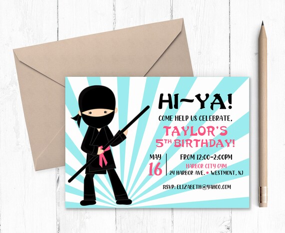 Imprimable Girl Ninja Birthday Invitation Anniversaire Etsy Imprimable Girl Ninja Birthday Invitation Anniversaire Etsy