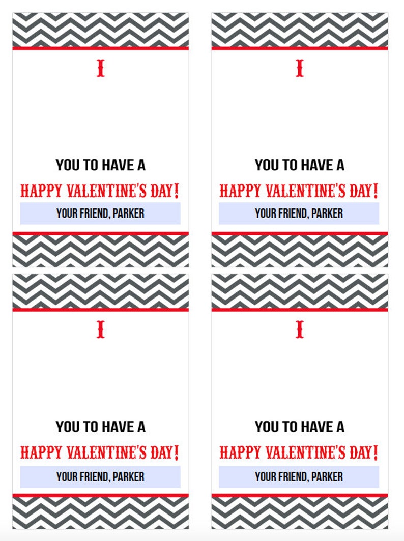 Mustache Valentine Kids Valentines Printable Valentines Personalized Classroom Valentines image 2