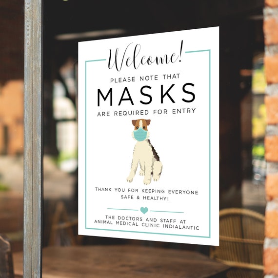 Masks Required Sign for Veterinarians - Custom Mask Sign - Veterinary Clinic Mask Sign - Editable Mask Sign- Printable Mask Sign Il_570xn