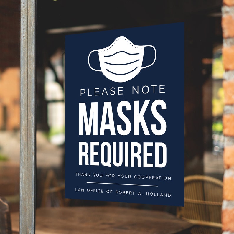 Masks Required Sign for Business Custom Mask Sign Etsy