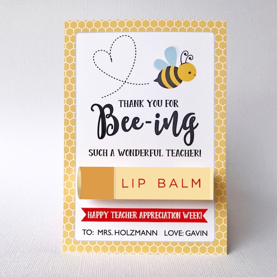 Teacher Appreciation Card - Thank you for BEEING my Teacher - Lip Balm Teacher Appreciation GIft -Teacher Appreciation Week - Printable Il_570xn