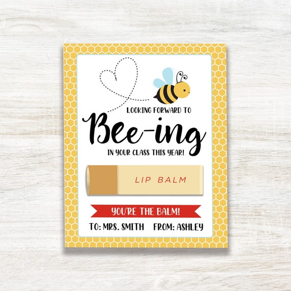 Bee Lip Balm Card for Teachers Back to School Teacher Gift First