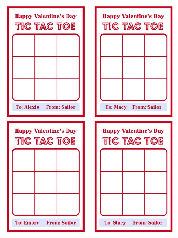 FREE Editable No Print Tic Tac Toe Template - Valentines Themed