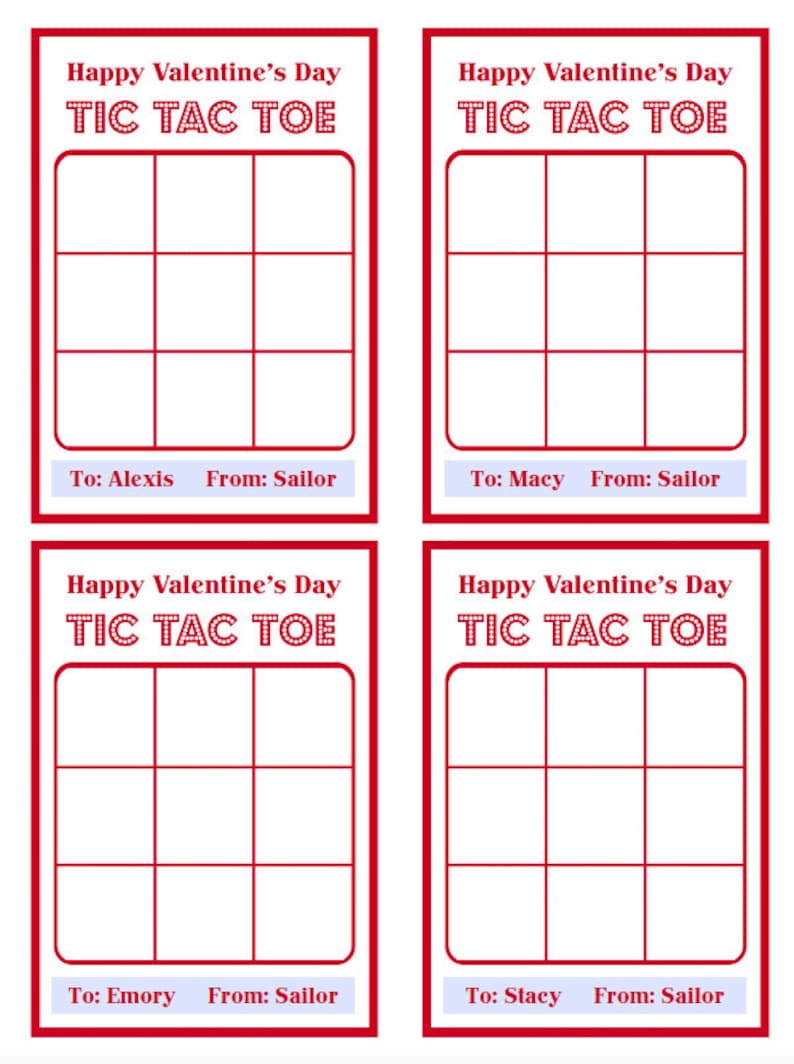Tic Tac Toe Valentine Card Printable and Editable M&M Tic Etsy