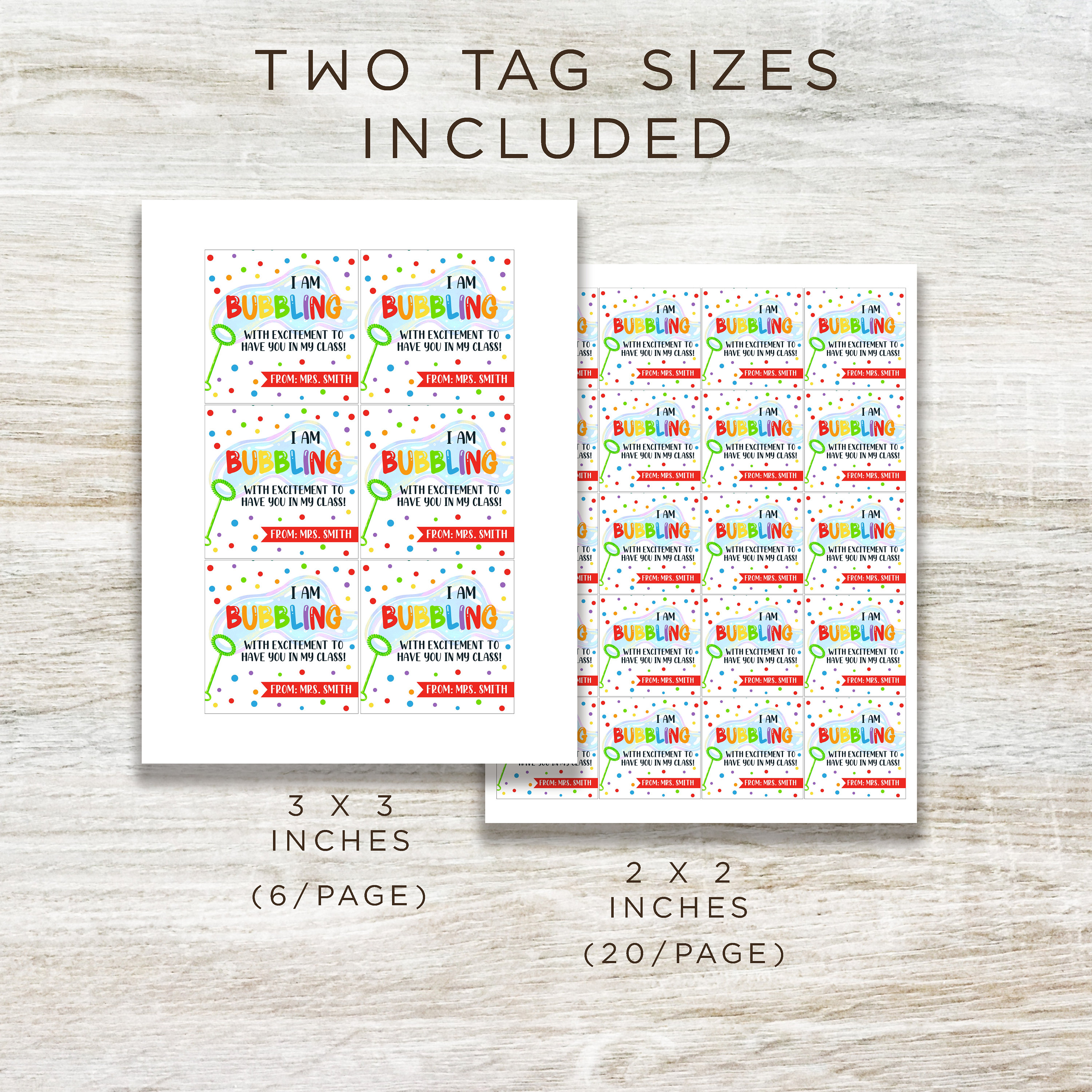 Bubbles Gift Tag- Back to School - Teacher Gift to Students - Student ...