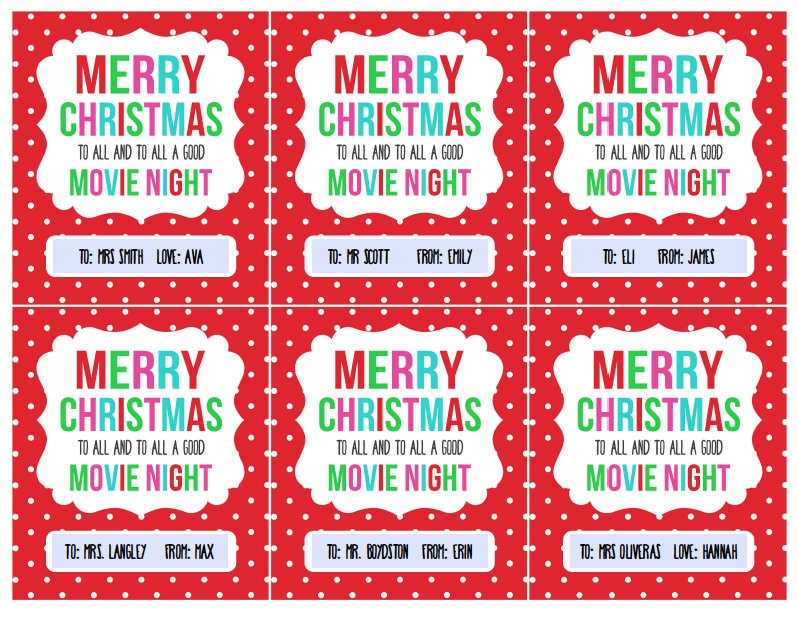 Movie Night Gift Card Christmas Instant Download Etsy