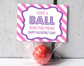 Bouncy Ball Valentine - Girls Valentines - Kids Valentines - Personalized Class Valentines- Non Candy Valentines