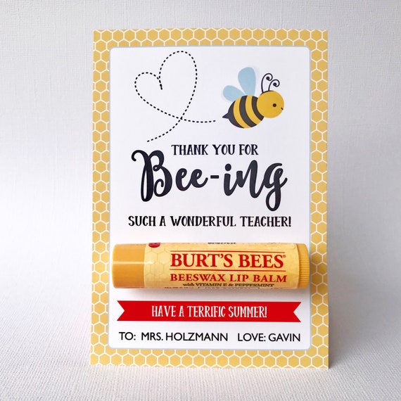 End of Year Teacher Card - Thank you for BEEING my Teacher - Chapstick Teacher GIft -End of School Gift - Printable Il_570xn