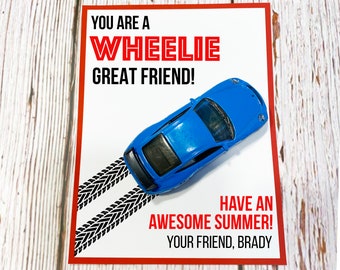 End of School Year Gift - Wheelie Great Friend Card- Printable and Editable - Start of Summer Card - Gift for Classmates