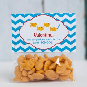 Goldfish Valentine - Kids Valentines- Valentine Treat Bag Topper - Classroom Valentines