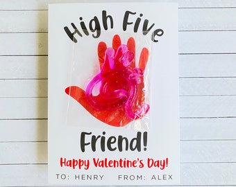 Printable Valentine - Sticky Hand Valentine - High 5 Valentine - Printable and Editable - Valentine's Day Card - Kids Valentines
