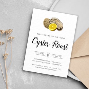 Printable Oyster Roast Party Invitation, Oyster Roast Birthday ...