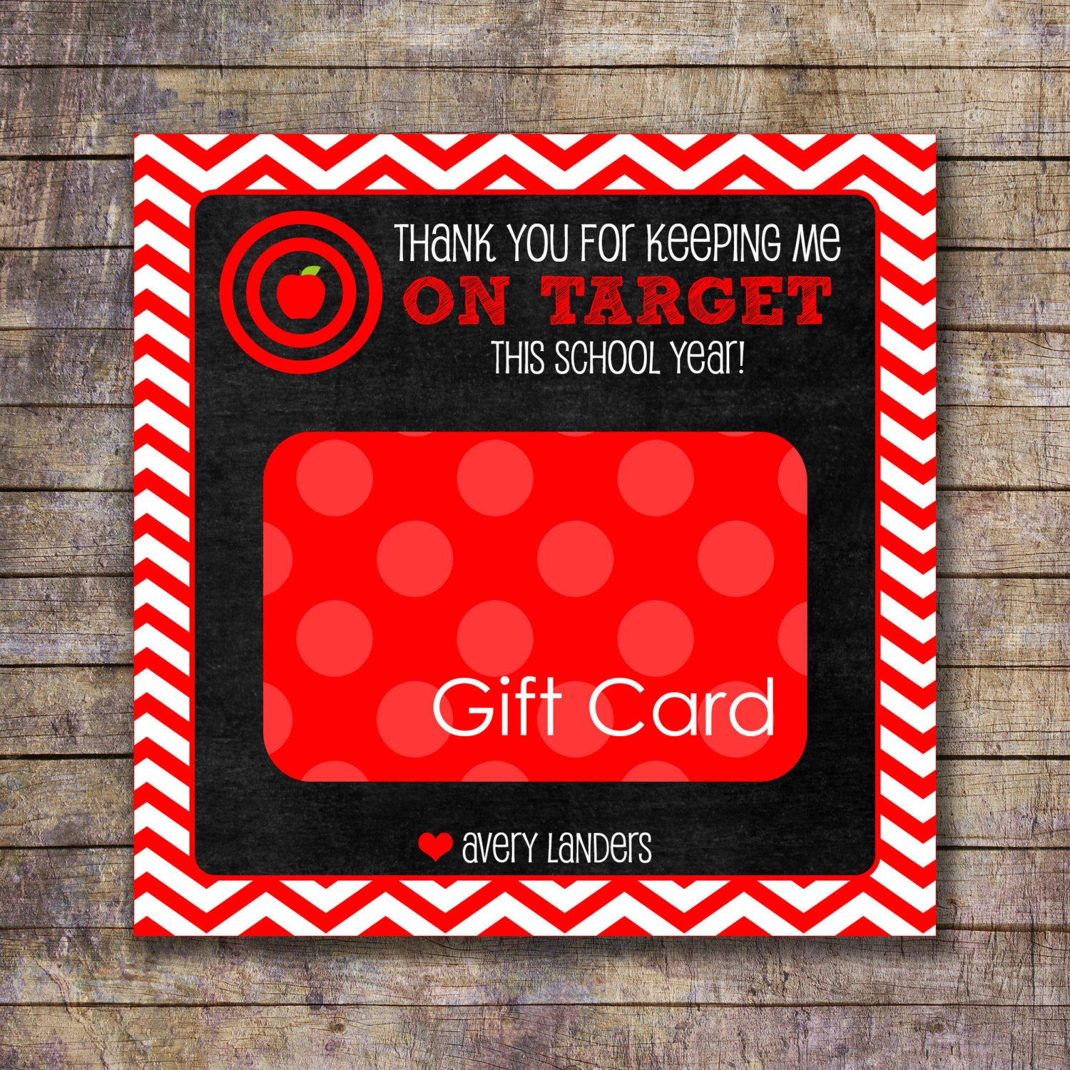 Printable On Target Teacher Appreciation Gift Card Holder Etsy