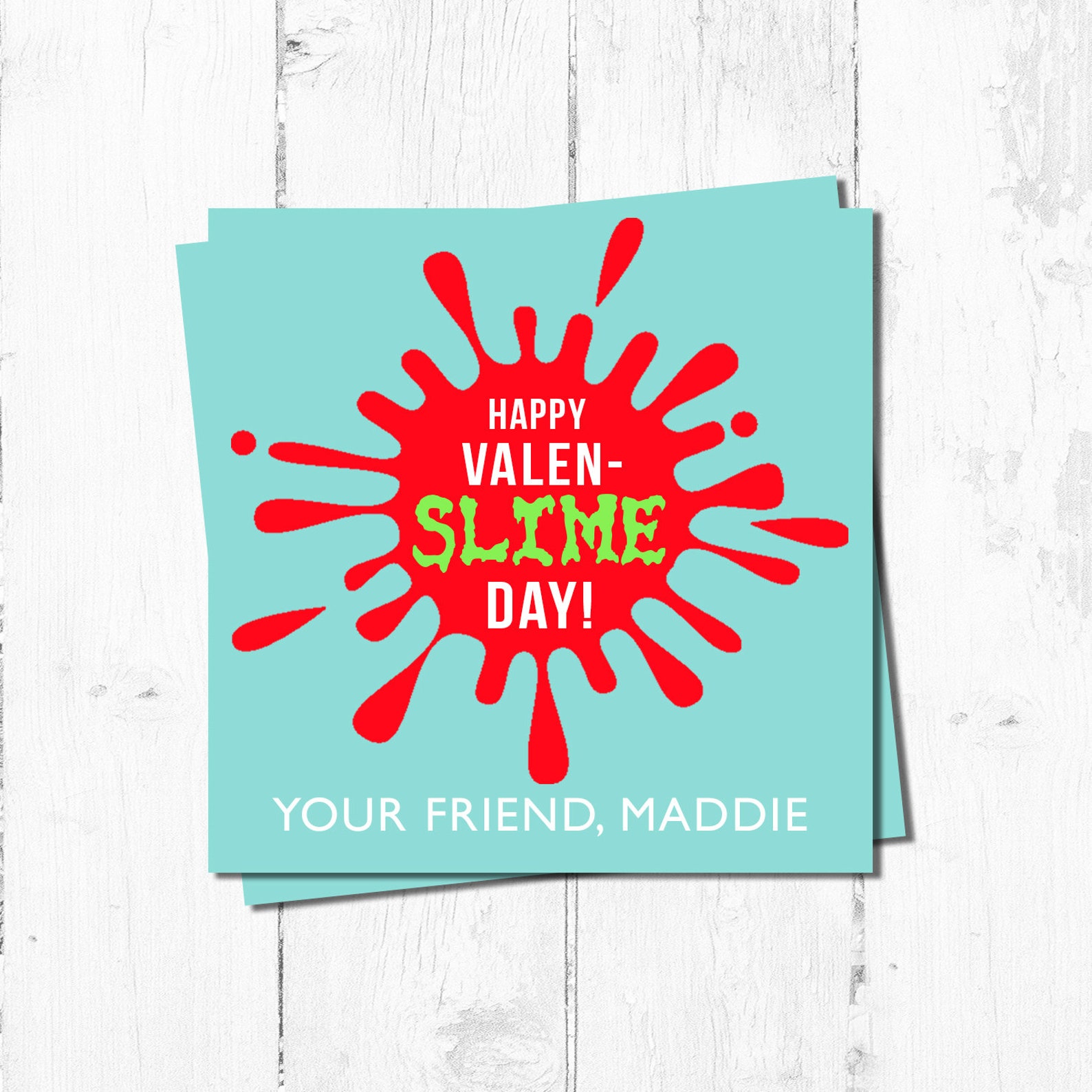 Slime Valentines Kids Valentines Printable and Editable Happy ...