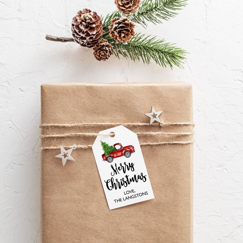 Pick up truck Christmas Gift Tags // Christmas Tree // Editable // Printable // Instant Download // Christmas Labels // Christmas Stickers image 2