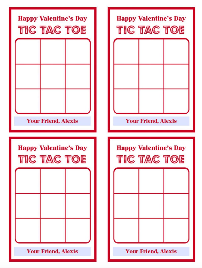 Tic Tac Toe Valentine Card Printable and Editable M&M tic tac toe Kids School Valentines image 3