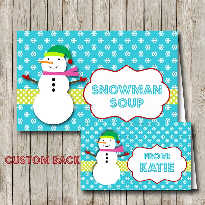 Printable Snowman Soup CUSTOM Treat Bag Topper Etsy