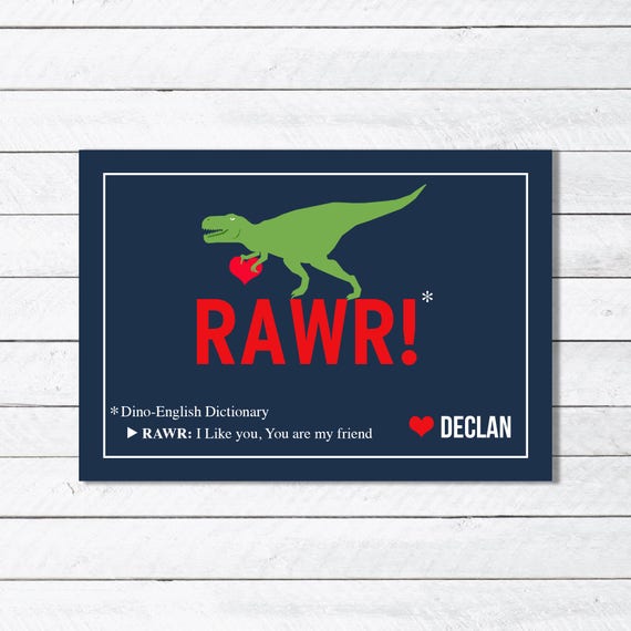 Printable RAWR Dinosaur Kids Valentine Il_570xn
