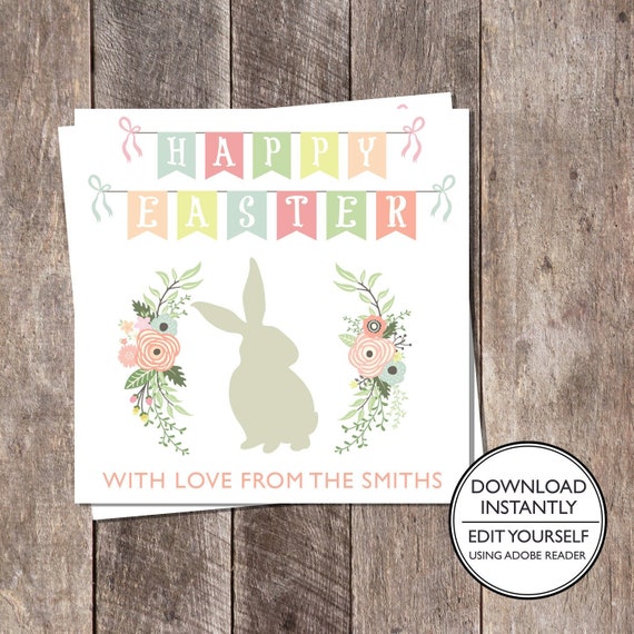 Easter Gift Tag - Happy Easter Tag - Easter Bunny Tag - Personalized Easter Gift Tags Il_570xn