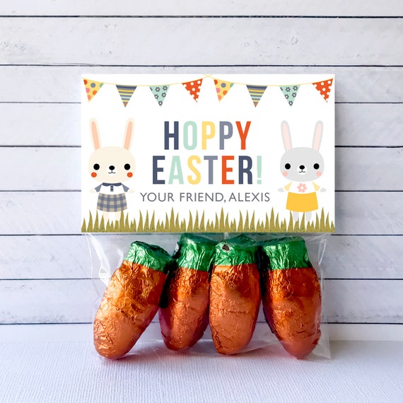 Hoppy Easter Treat Bag Topper - Kids Easter Party Favors - Easter Bunny Treat Bag Topper - Printable and Editable Il_570xn