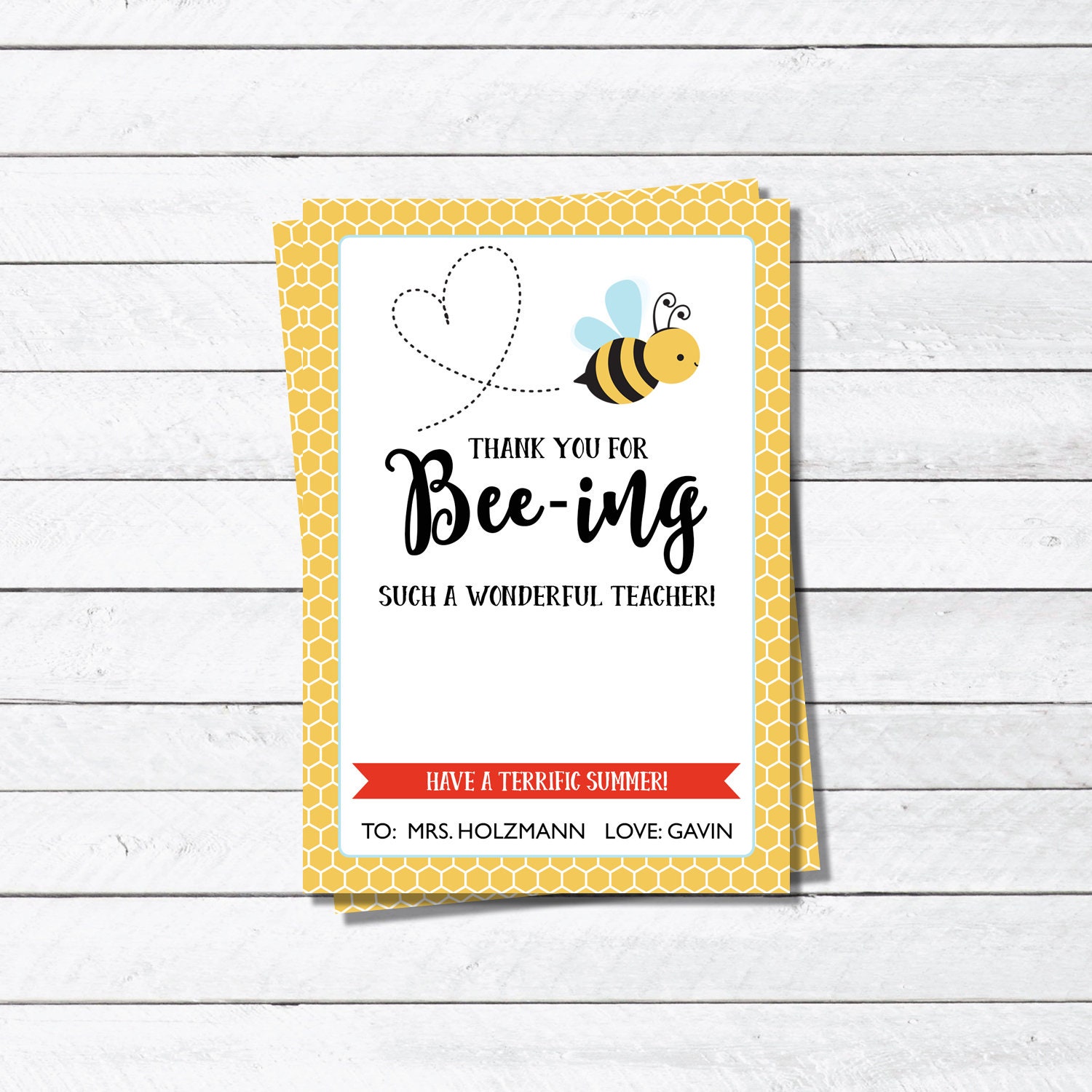 End of year teacher card thank you for beeing my teacher etsy canada