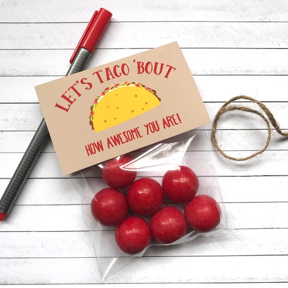 Taco Valentine Treat Bag Topper - Kids Valentines - Personalized Class Valentines - Valentine Treat Bags Il_570xn